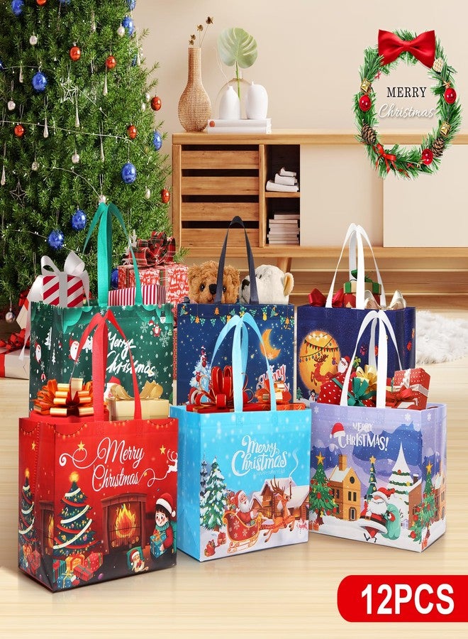 Ceryvop 12 Pack Christmas Gift Bags, Large Reusable Tote Bags with Handles for Gift Wrapping, Shopping, and Xmas Party Supplies (12.8×9.8×6.7IN) - Image 4